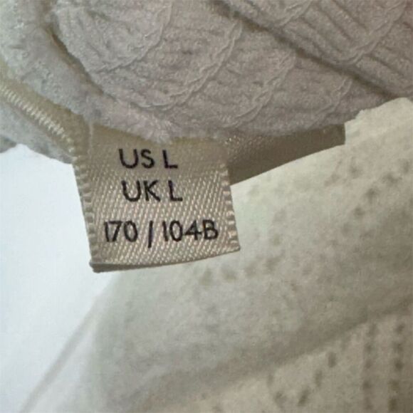 Free People Cream Ruffle Tie Blouse L Balloon Sleeve Boho Cottagecore Lace Knit - Picture 9 of 9